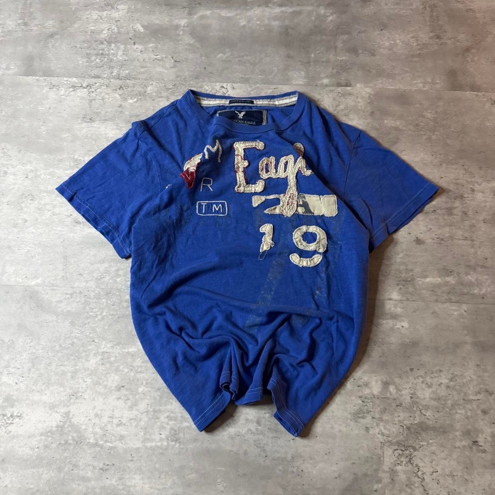 Grunge 2000s Relaxed Boxy Blue American Eagle Skater Vintage Tee